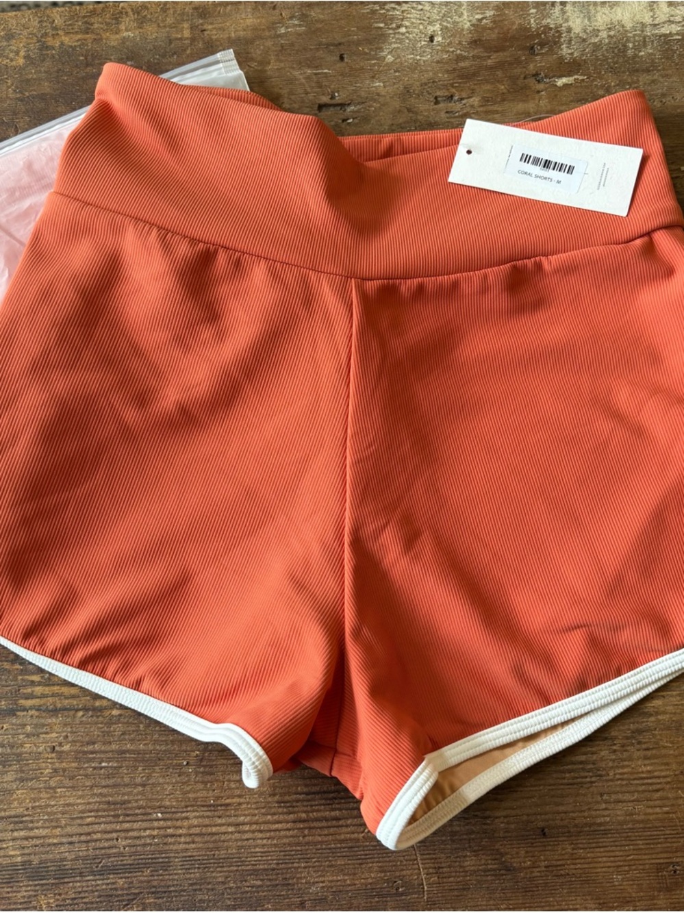 Geode High-Waist Orange Athletic Shorts with Contrast Trim - Picture 3 of 6